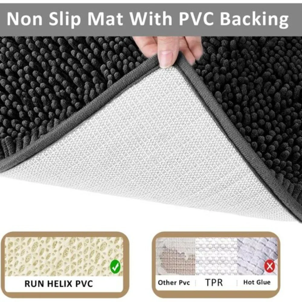 New 3-Piece Bathroom Rug Set, Non-Slip Washable Chenille Mats for Home & Bath